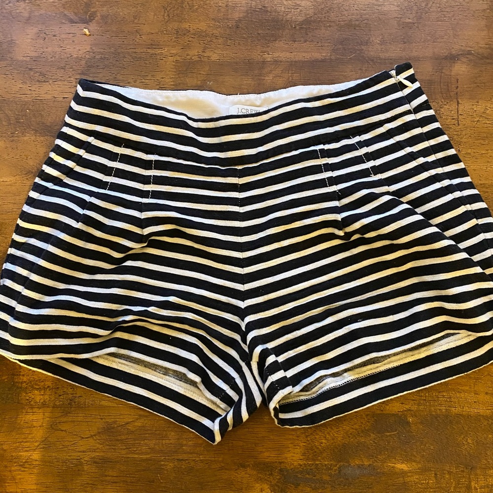 J crew high waisted stripe shorts